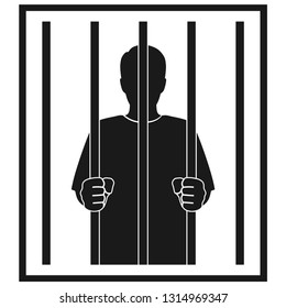 Prisoner vector icon. prisoner in jail silhouette