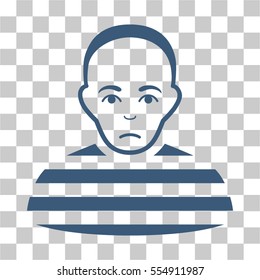 Prisoner vector pictograph. Illustration style is flat iconic blue symbol on a chess transparent background.