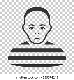 Prisoner vector pictograph. Illustration style is flat iconic gray symbol on a chess transparent background.