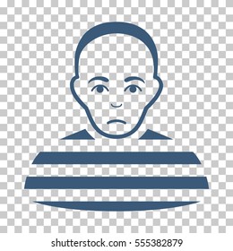 Prisoner vector pictograph. Illustration style is flat iconic blue symbol on a chess transparent background.