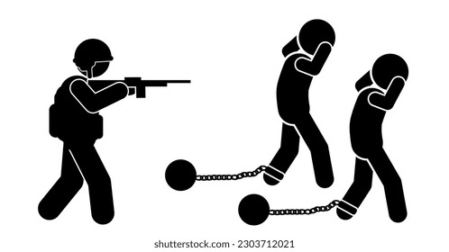 Prisoner Of War Symbol Vector Illustration. stick figure