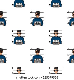 Prisoner's photography icon in pattern style isolated on white background. Crime symbol stock vector illustration.