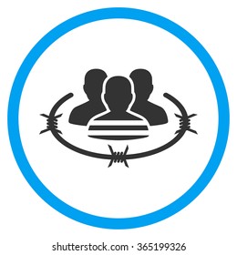 Prisoners vector icon. Style is bicolor flat circled symbol, blue and gray colors, rounded angles, white background.
