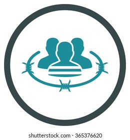 Prisoners vector icon. Style is bicolor flat circled symbol, soft blue colors, rounded angles, white background.