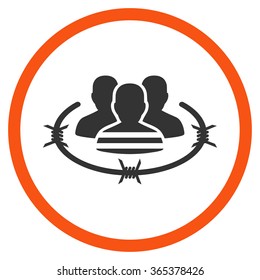 Prisoners vector icon. Style is bicolor flat circled symbol, orange and gray colors, rounded angles, white background.