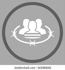 Prisoners vector icon. Style is bicolor flat circled symbol, dark gray and white colors, rounded angles, silver background.