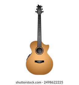 Pristine acoustic guitar illustrated in a realistic style, isolated on a pure white background