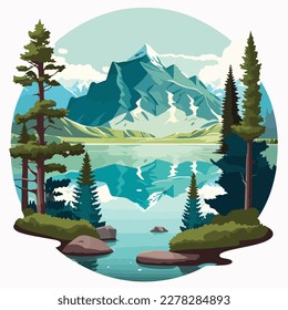 A pristine alpine lake with crystal-clear water, towering mountains, and serene surroundings