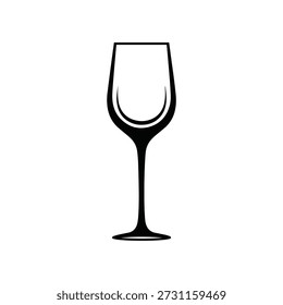 Um copo de vinho imaculado e elegante, apresentado em uma silhueta minimalista contra um fundo branco puro, perfeito para mostrar bebidas finas e configurações sofisticadas
