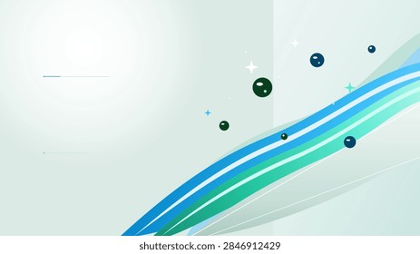 Pristine hydrodynamic waves and pristine droplets convey fresh and hygienic clinical purity. Seafoam, Ocean Blue and Pearl color theme.