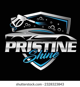 pristine shine and automotive detailing and repairing logo design template.