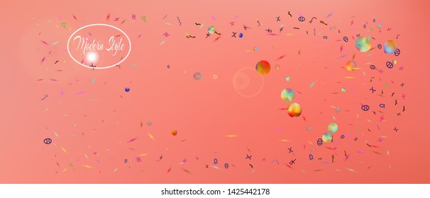 Pristine space and signs confetti. Background bright. Usefull colorific illustration. Wonderful colored background space Ultra Wide. Colorful breezy abstraction. Coral main color.
