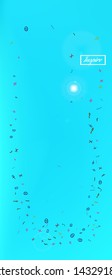 Pristine space and signs confetti. Background mesh. Liquid colorific illustration. Abstract Ultra Wide portrait background picture. Colorful new abstraction. Azure colored theme.