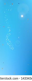 Pristine space and signs confetti. Background light. Professional colorific illustration. Great - new portrait Ultra Wide backgrounds. Colorful breezy abstraction. Blue colored theme.