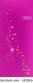 Pristine space and signs confetti. Background smooth. Colorful colorific illustration. Abstract Ultra Wide portrait background picture. Colorful fresh abstraction. Magenta color theme.