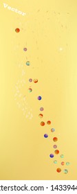 Pristine space and signs confetti. Background blur. Liquid colorific illustration. Abstract Ultra Wide portrait background picture. Colorful recent abstraction. Gold colored theme.