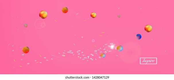 Pristine space and signs confetti. Funny colorific illustration. Background blend. Super Ultra Wide themed background. Colorful new abstraction. Magneta main theme.