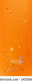 Pristine space and signs confetti. Funny colorific illustration. Background graphic. Colorful great space Ultra Wide background, vertical. Colorful recent abstraction. Orange red theme.
