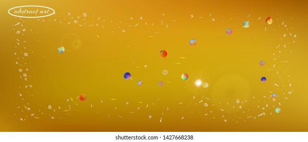 Pristine space and signs confetti. Usefull colorific illustration. Background light. A Ultra Wide themed background illustration. Colorful recent abstraction. Gold colored.