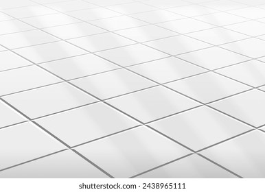 Pristine white tiles pattern with shadows - clean and modern background texture. Vector illustration