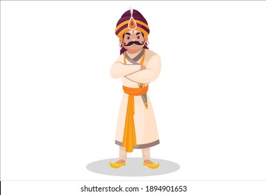 Prithviraj Chauhan is standing with the crossed arms. Vector graphic illustration. Individually on a white background.