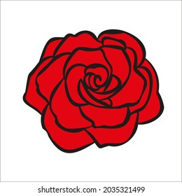 Prity red flower for wedding card or logo Roses flower hand drawn Gothic style