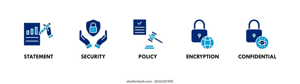 Privacy banner web icon vector illustration concept with icons of statement, security, policy, encryption, and confidential