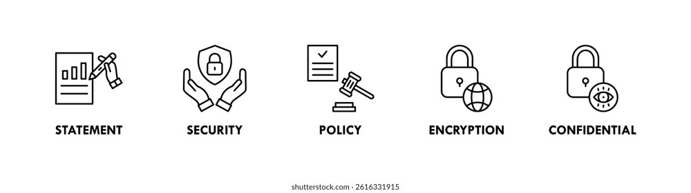 Privacy banner web icon vector illustration concept with icons of statement, security, policy, encryption, and confidential