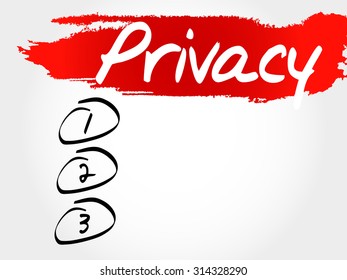 PRIVACY blank list, business concept