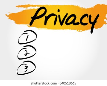 PRIVACY blank list, business concept