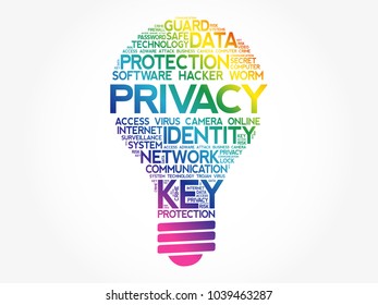 PRIVACY bulb word cloud collage, business concept background