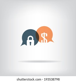 Privacy business concept illustration with speech bubbles icons. Eps10 vector illustration.