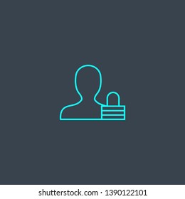 privacy concept blue line icon. Simple thin element on dark background. privacy concept outline symbol design. Can be used for web and mobile UI/UX