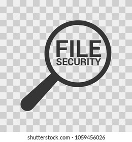 Privacy concept: magnifying optical glass with words File Security. Vector illustration 