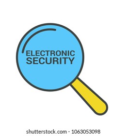 Privacy Concept: Magnifying Optical Glass With Words Electronic Security. Vector illustration 