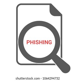 Privacy Concept: Magnifying Optical Glass With Words Phishing. Vector illustration