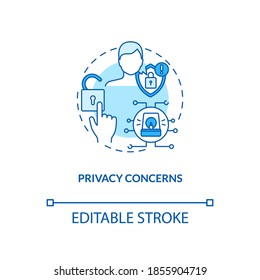 Privacy Concerns Concept Icon. Telemedicine Challenges. Patient Secret Information. Futuristic Health Treatment Idea Thin Line Illustration. Vector Isolated Outline RGB Color Drawing. Editable Stroke