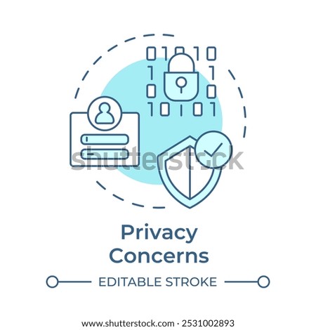 Privacy concerns soft blue concept icon. Cyber security, user profile. Access control, technology. Round shape line illustration. Abstract idea. Graphic design. Easy to use article, blog post