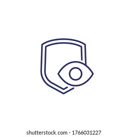 privacy, eye and shield line icon