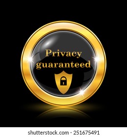 Privacy guaranteed icon. Internet button on black background. EPS10 vector 