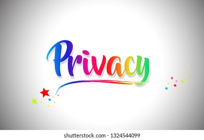 Privacy Handwritten Word Text with Rainbow Colors and Vibrant Swoosh Design Vector Illustration.