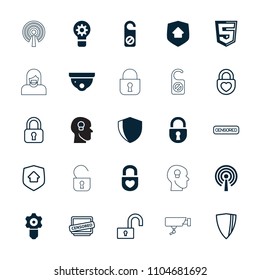 Privacy icon. collection of 25 privacy filled and outline icons such as security camera, do not disturb, home security. editable privacy icons for web and mobile.