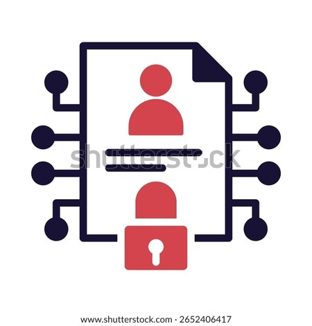 Privacy Icon – Document with Lock Representing Data Protection, Confidentiality, and User Rights in AI Systems. Flat Vector Illustration.
