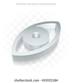 Privacy icon: Flat metallic 3d Eye, transparent shadow on light background, EPS 10 vector illustration.
