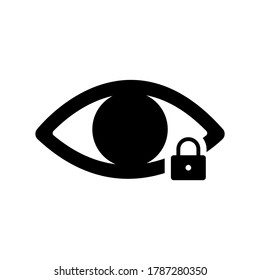 Datenschutzsymbol und Sicherheitssymbol mit Auge und Schloss einzeln auf weißem Hintergrund