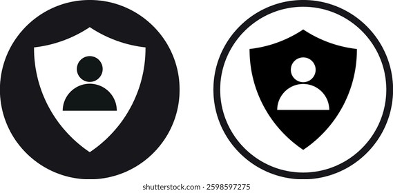 Privacy icon set in two styles . Authentication security icon . Profile protection symbol . Vector illustration
