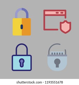 privacy icon set. vector set about shield and padlock icons set.