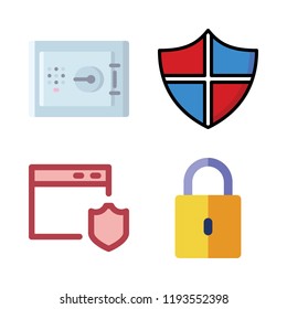 privacy icon set. vector set about padlock, shield and safe deposit icons set.