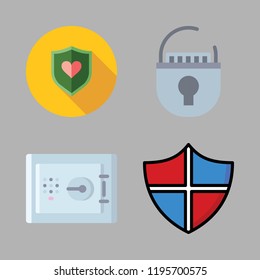 privacy icon set. vector set about shield, padlock and safe deposit icons set.