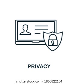 Privacy icon. Simple line element from gdpr collection. Filled Privacy icon for templates, infographics and more.